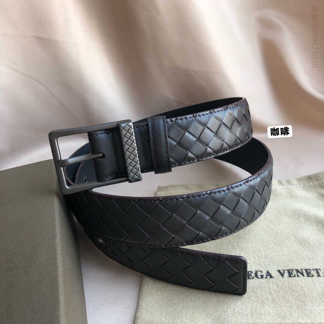 葆蝶家Bottega.Veneta头层牛皮编织工艺完全手工制成精品皮质3.5cm腰带