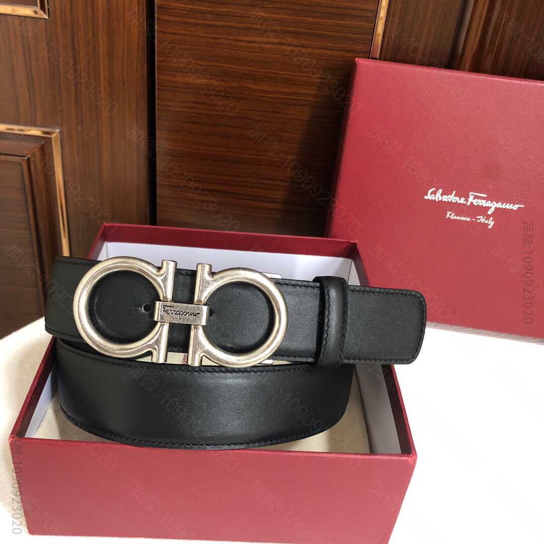 Ferragamo菲拉格慕男款Vintage复古双圈金属扣，进口双面头层牛皮...
