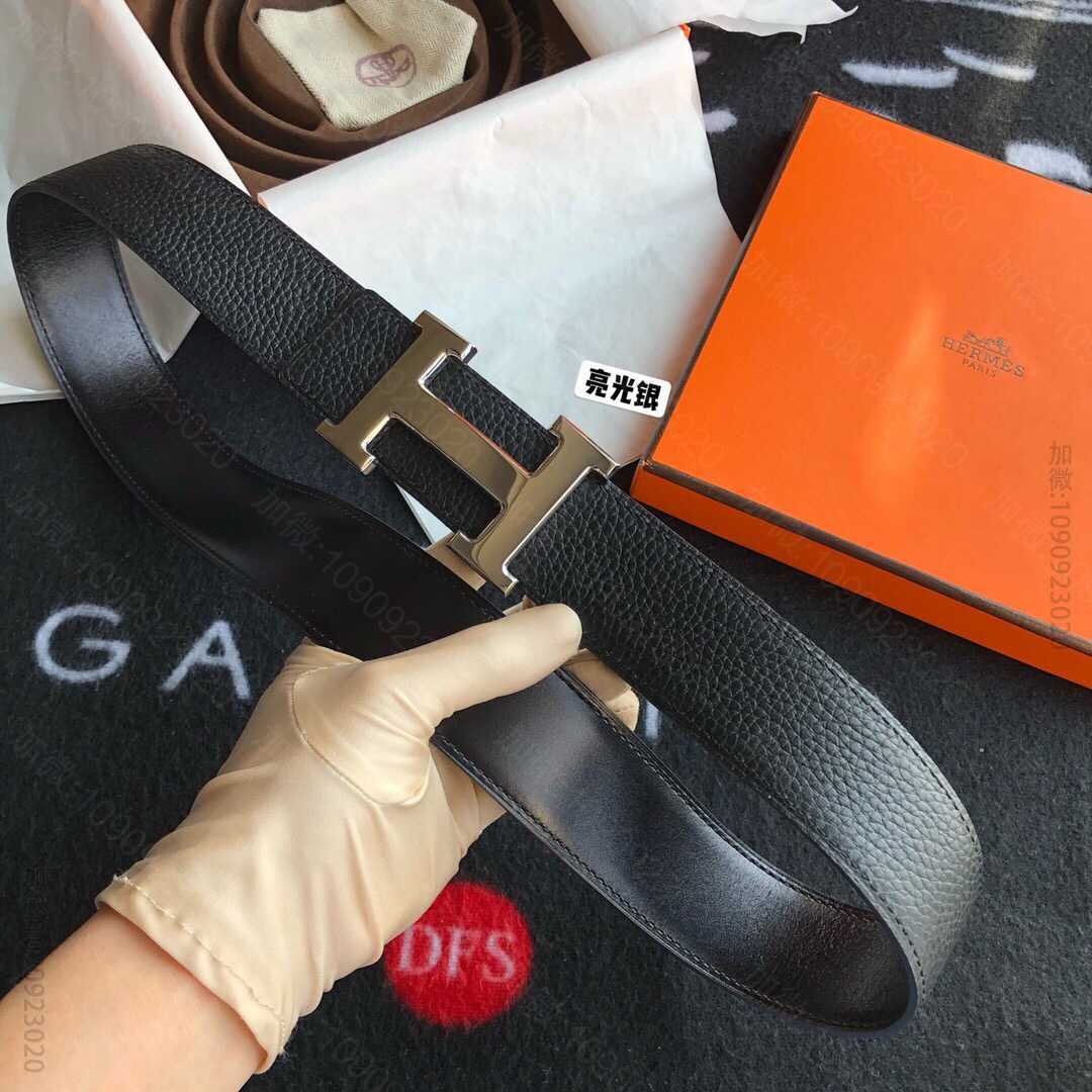 Hermes马仕经典H亮光金色/钯扣，进口togo皮小牛皮38mm原单品质腰...