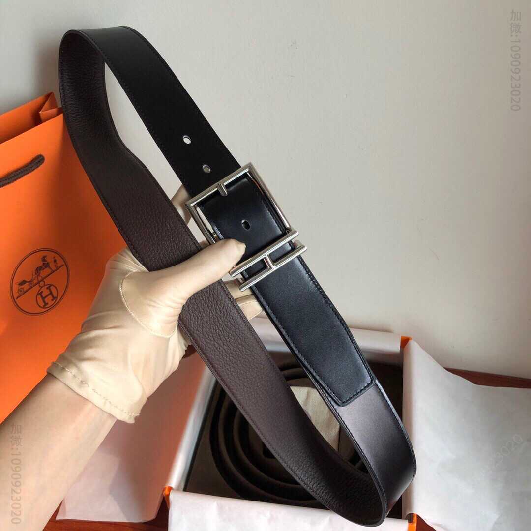 Hermes爱马仕 精品针式金属扣搭配进口牛皮40毫米Nathan双面外用腰带