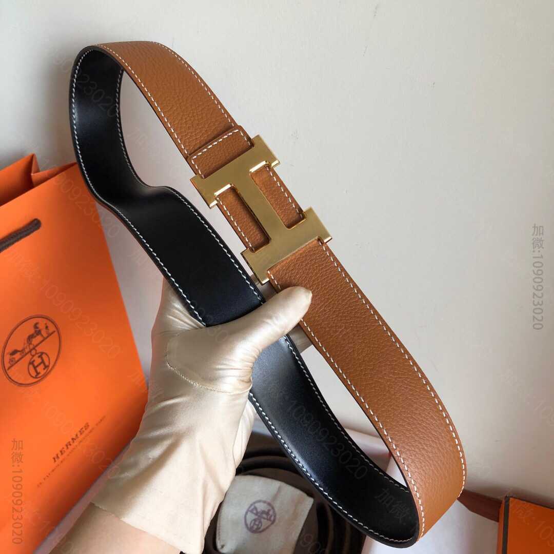 爱马仕 手工品质进口精选优质皮，搭配精钢焊接金属扣3.8cm原单品质腰带
