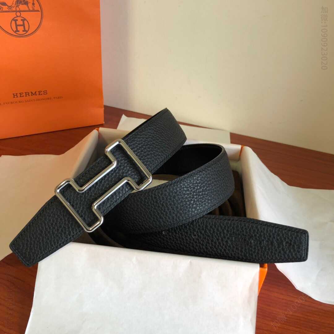Hermes爱马仕Tonight Metal精钢皮带扣&双面皮腰带38毫米。