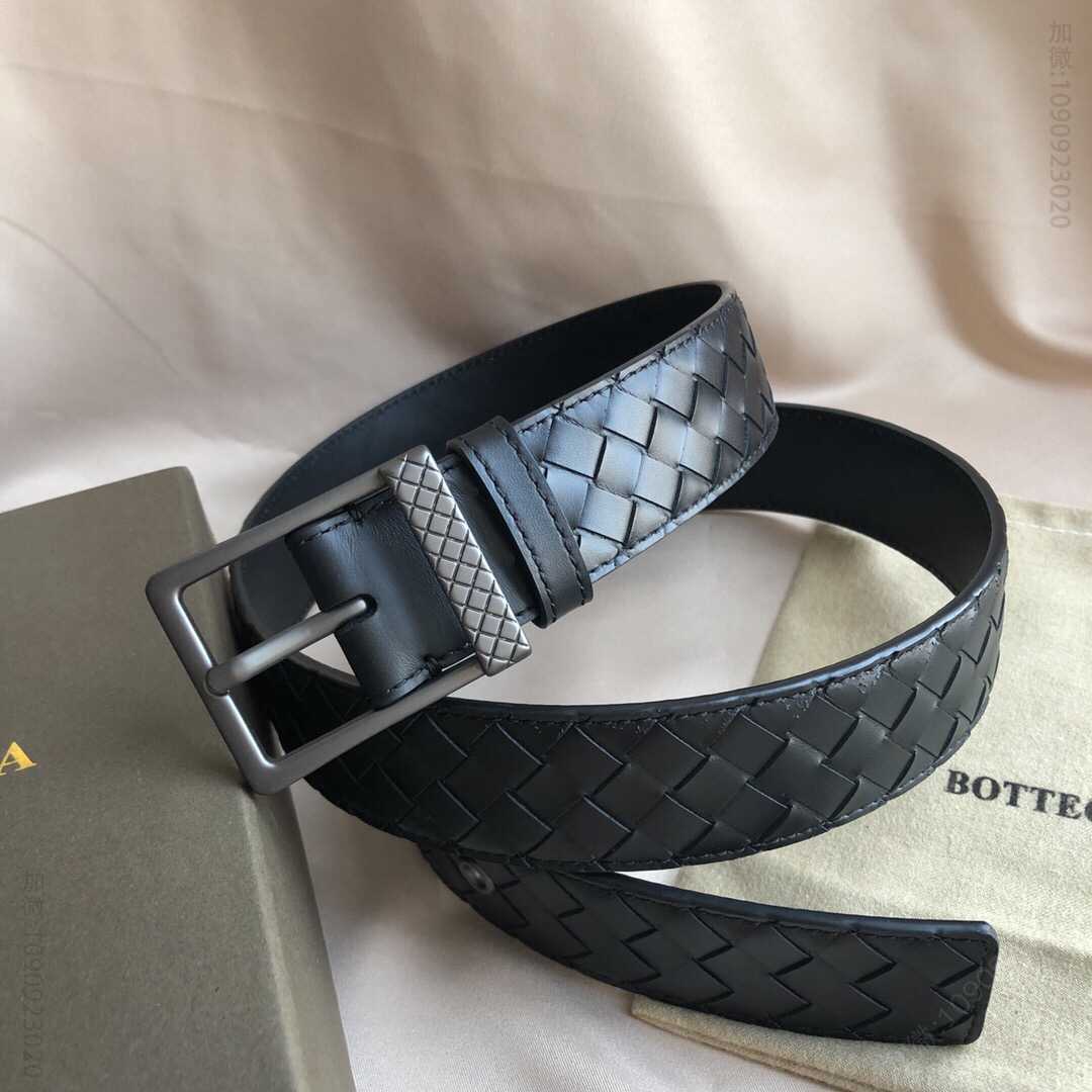 葆蝶家Bottega.Veneta头层牛皮编织工艺3.5cm男士腰带