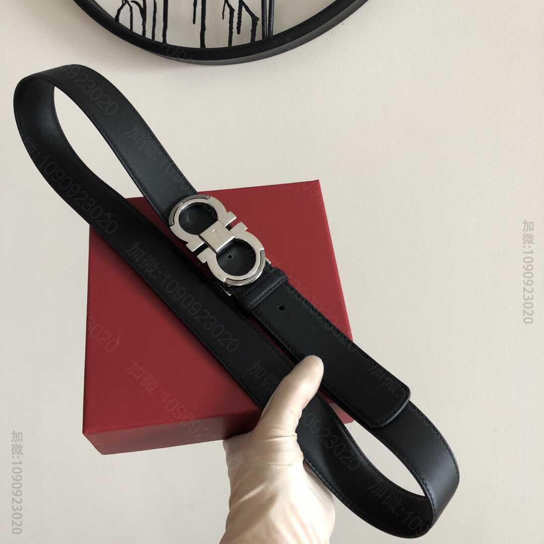 Ferragamo.菲拉格慕Gancini扣饰3.5cm时髦的双面腰带