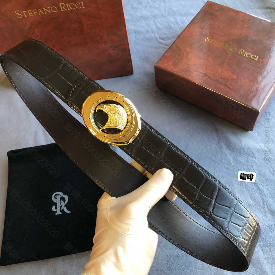 STEFANORICCI史蒂芬.劳尼治专柜款精钢鹰头挂扣3.8cm腰带