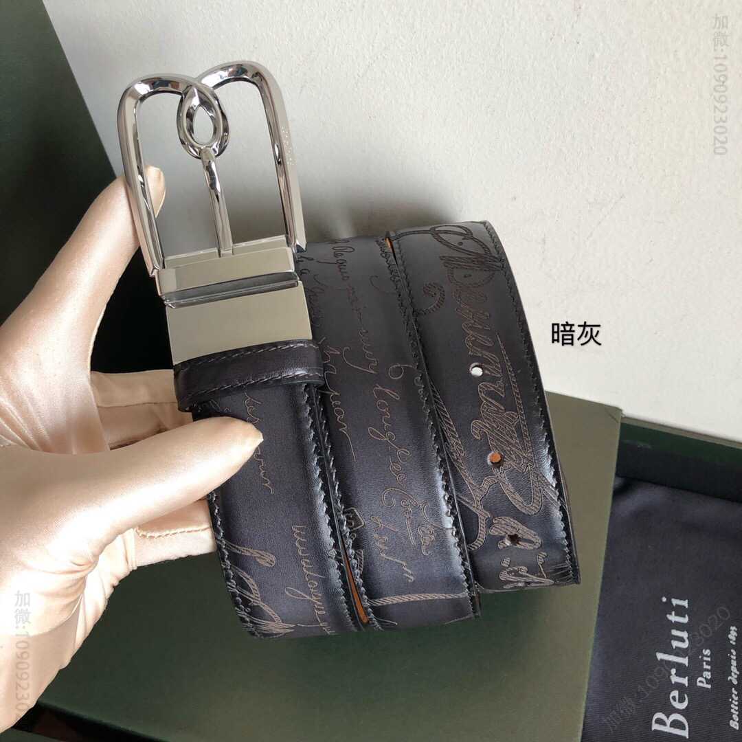 Berluti伯鲁提(又译:伯尔鲁帝)精钢旋转针式金属扣35mm腰带
