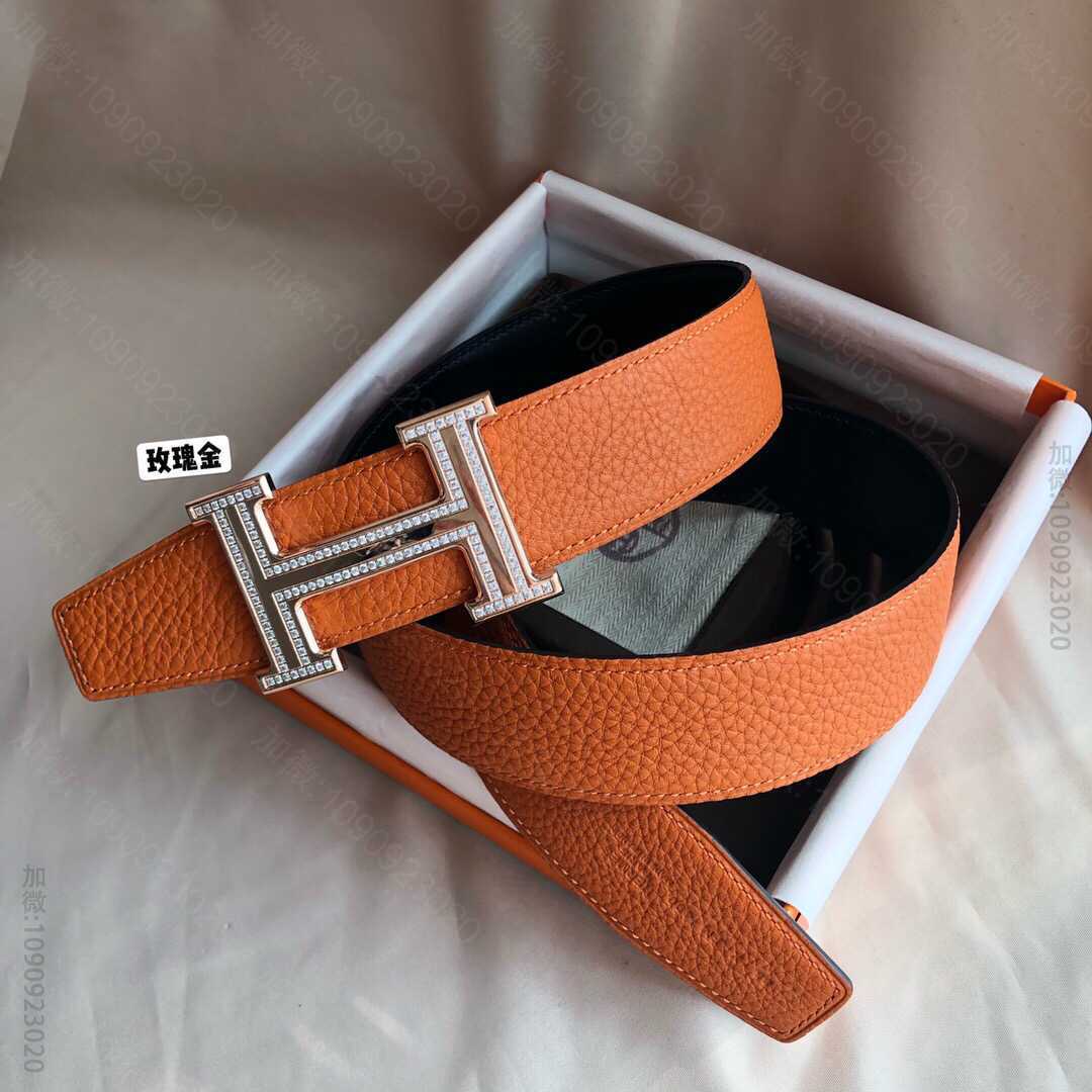 Hermes爱马仕 专柜最新底皮皮质男士双面皮腰带38mm