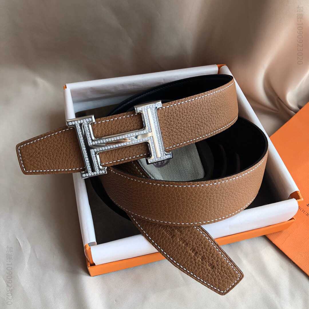 Hermes爱马仕 专柜最新底皮皮质男士双面皮腰带38mm