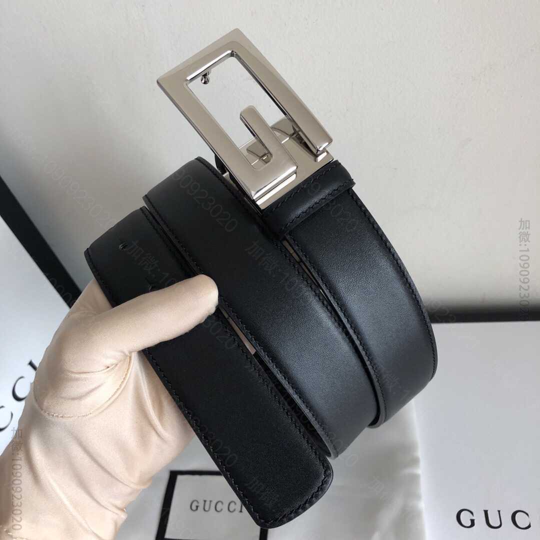 Gucci古驰新款G旋转金属夹扣搭配进口头层牛皮35mm腰带