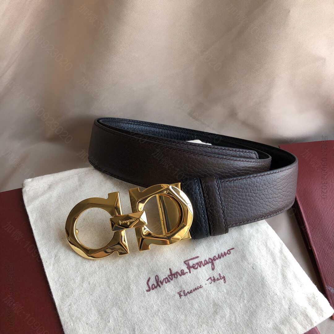 SalvatoreFerragamo菲拉格慕男士3.5cm新款切面金属夹扣腰...