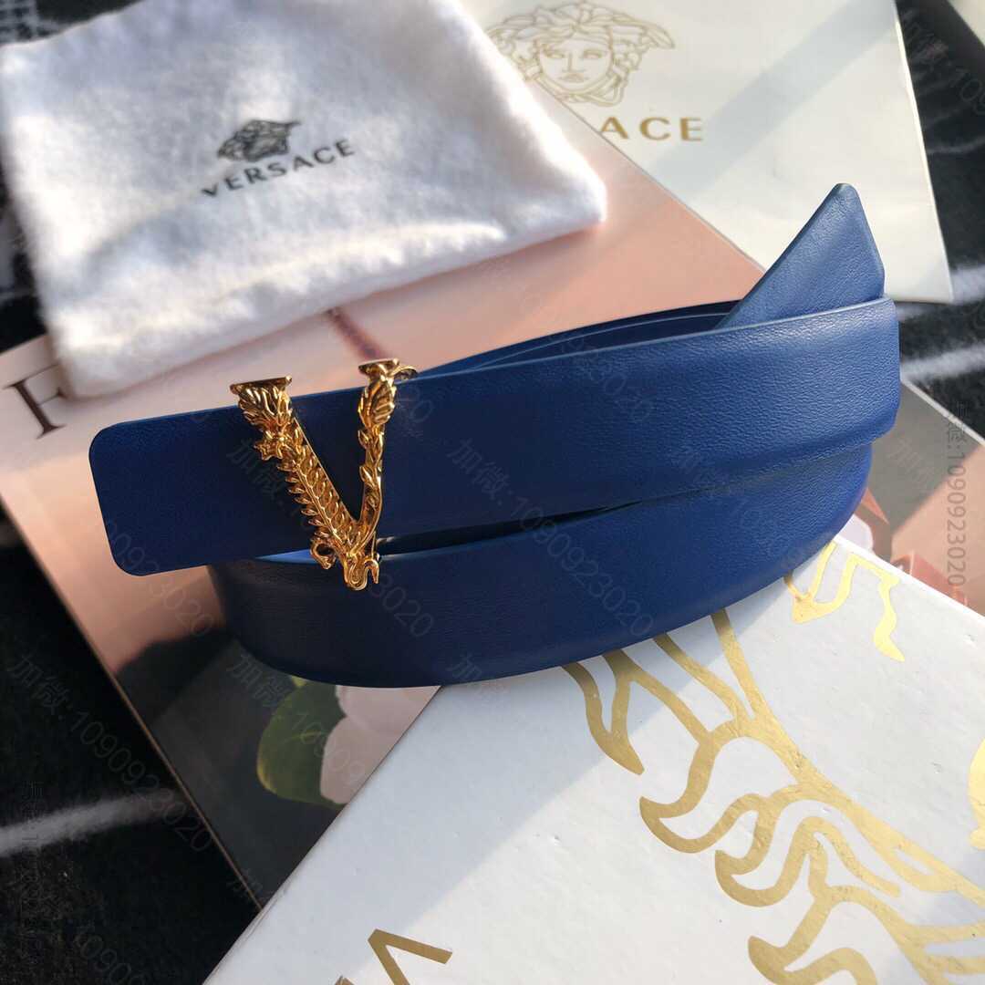 VERSACE范哲思新款巴洛克风V字扣环2.5cm女款腰带