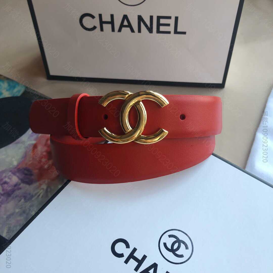 Chanel香奈儿 双C饰扣搭配头层牛皮腰带宽度2.7cm