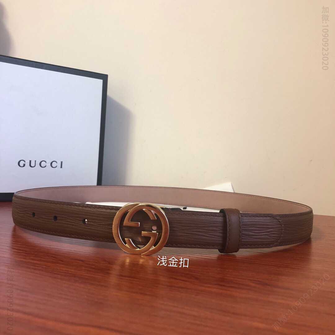 古驰春夏女款25mm宽度双G牛皮腰带