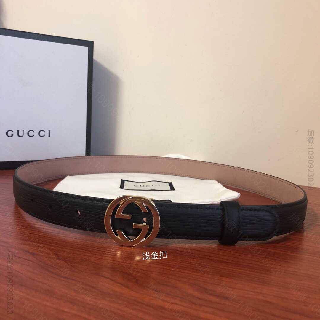 古驰春夏女款25mm宽度双G牛皮腰带