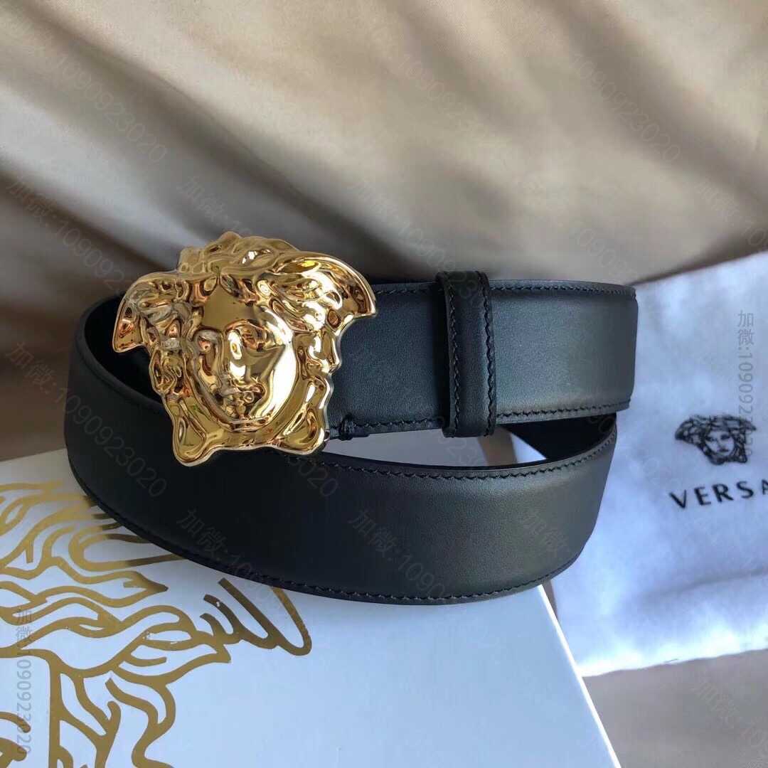 VERSACE范思哲经典标志美杜莎美人头像双面头层牛皮腰带3.8cm