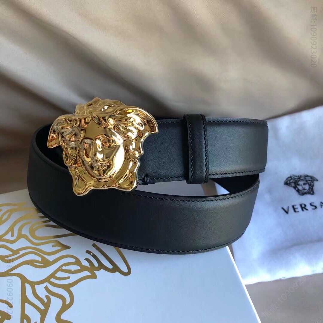 VERSACE范思哲经典标志美杜莎美人头像双面头层牛皮腰带3.8cm