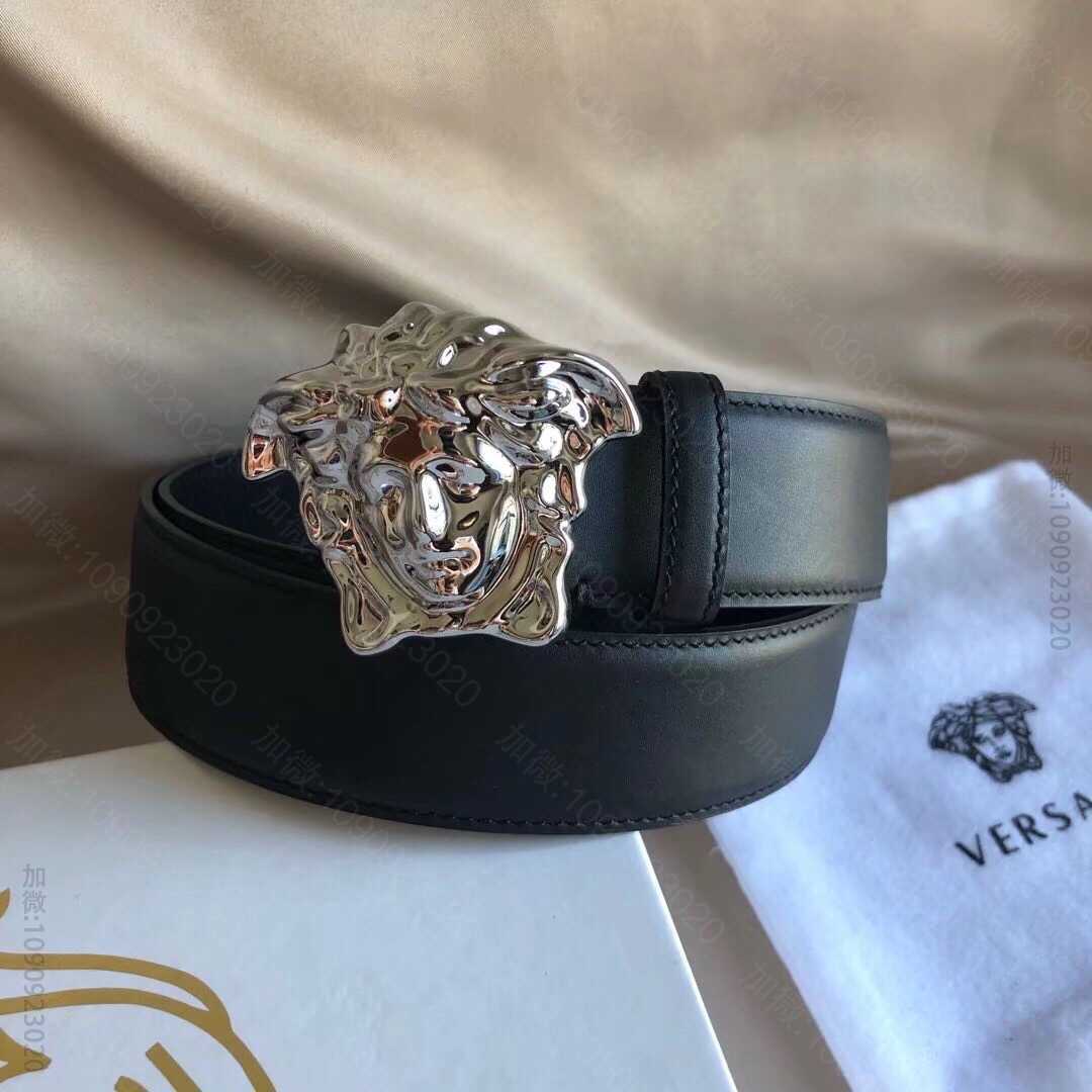 VERSACE范思哲经典标志美杜莎美人头像双面头层牛皮腰带3.8cm