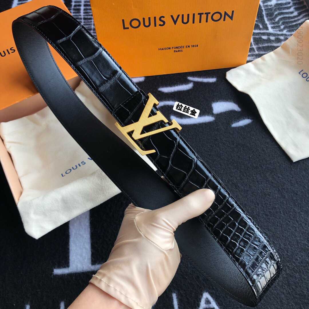 LV/路易威登 40毫米高级鳄鱼纹理进口牛皮经典五金腰带