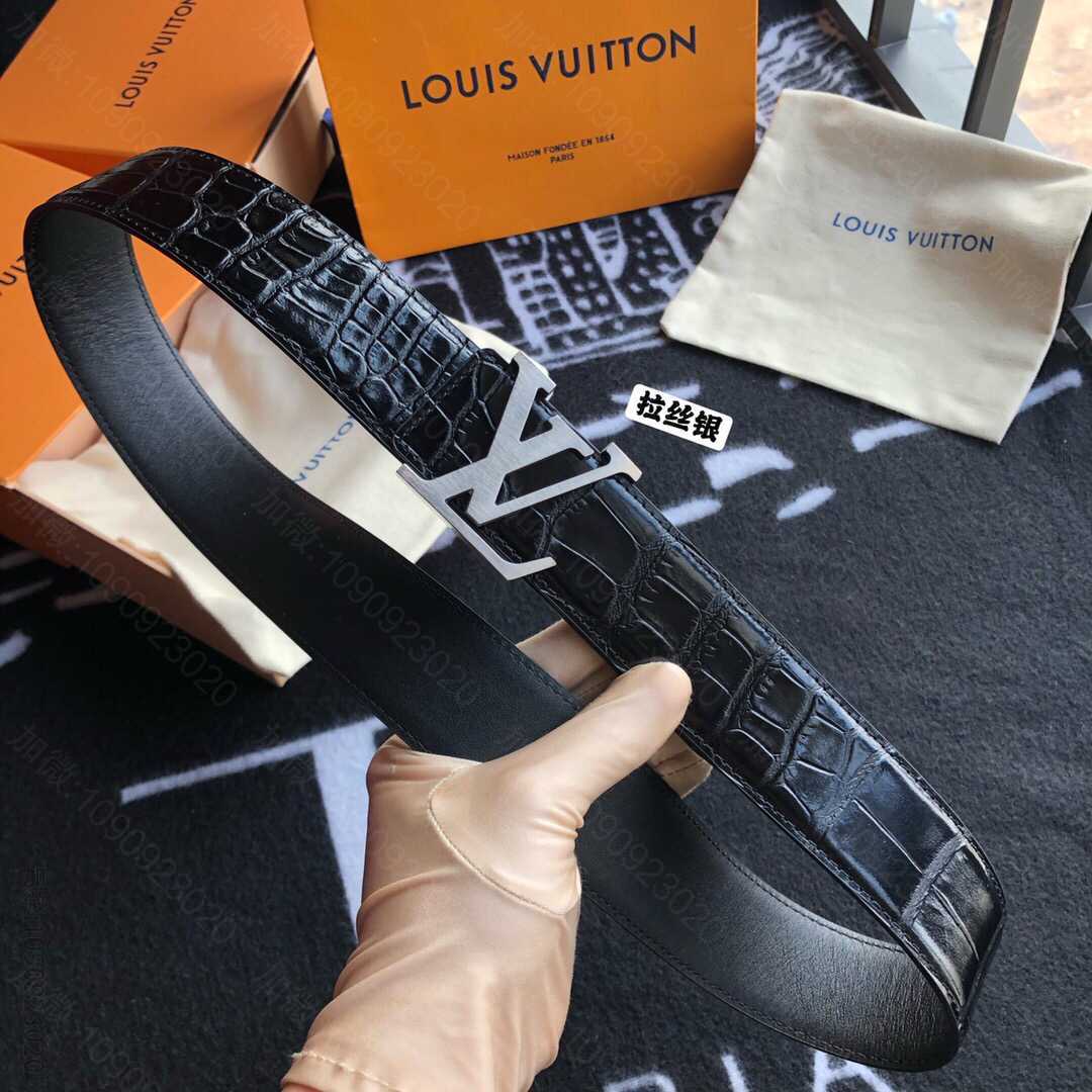LV/路易威登 40毫米高级鳄鱼纹理进口牛皮经典五金腰带