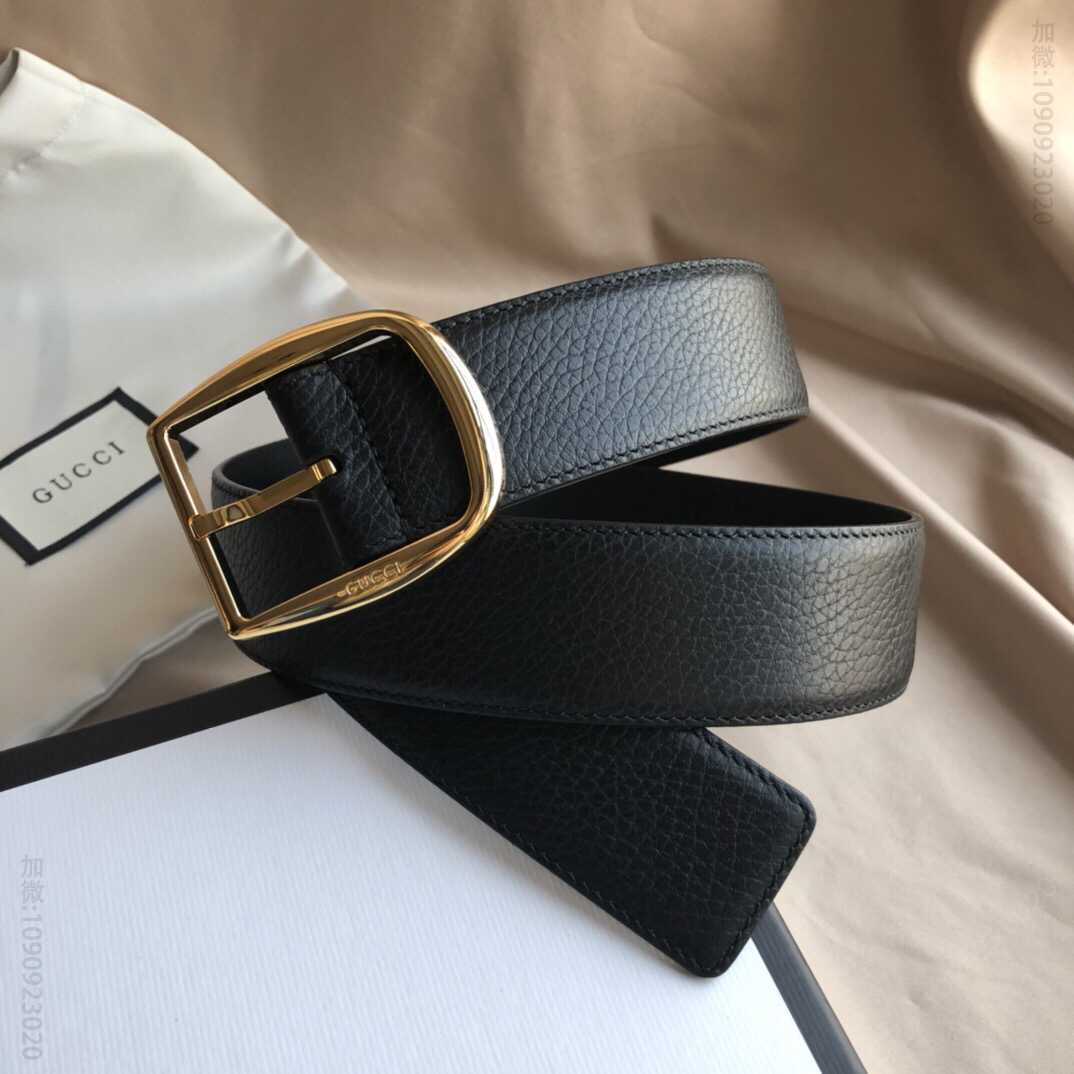 Gucci古驰GG牛皮印花荔枝针扣腰带4厘米
