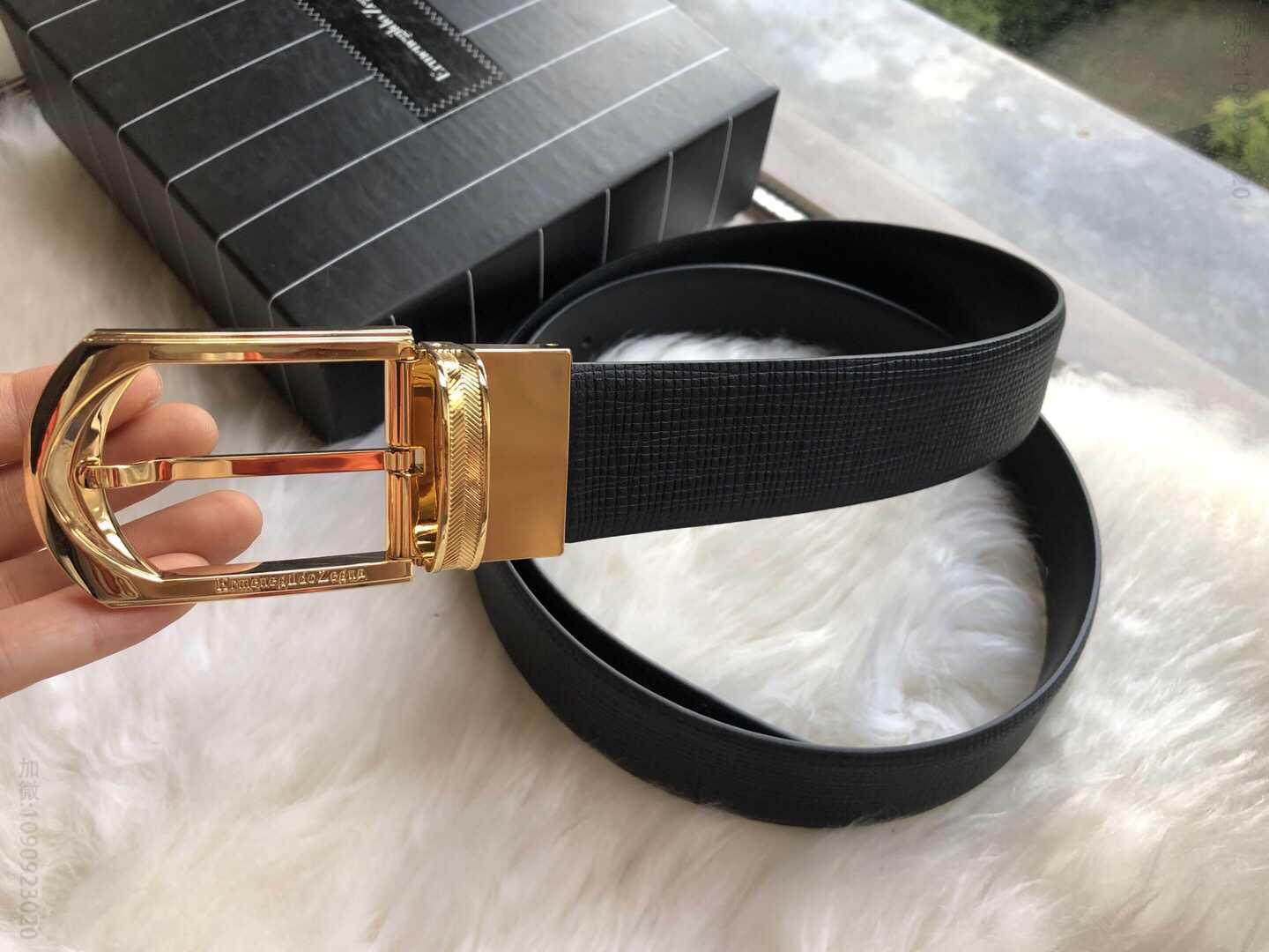 原单—Zegna杰尼亚专柜款旋转五金腰带进口牛皮3.5cm