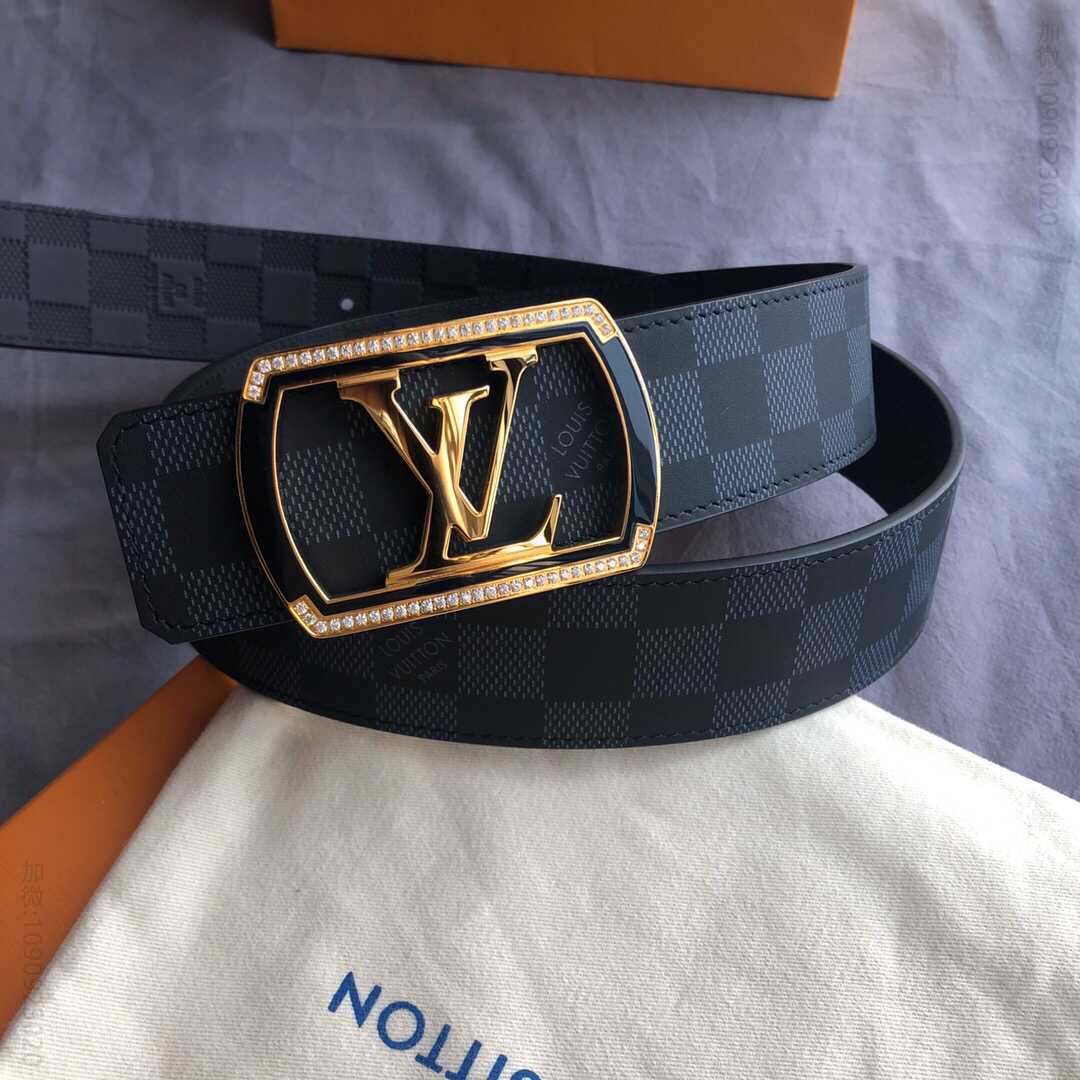 LV/路易威登 精钢字母方形树脂镶嵌钻扣 LV 40毫米双面外用腰带