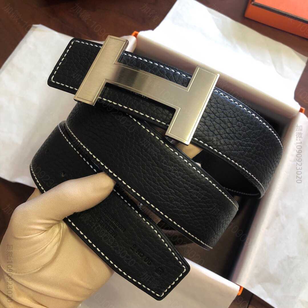 Hermes爱马仕 专柜原料手工品质，搭配直角金属扣3.8cm男士 腰带