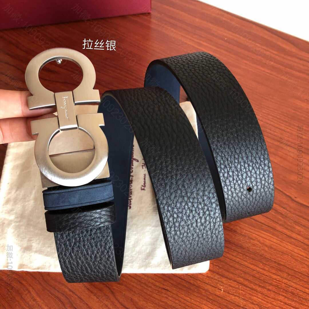 SalvatoreFerragamo菲拉格慕男士3.5cm精致金属夹扣，头层...