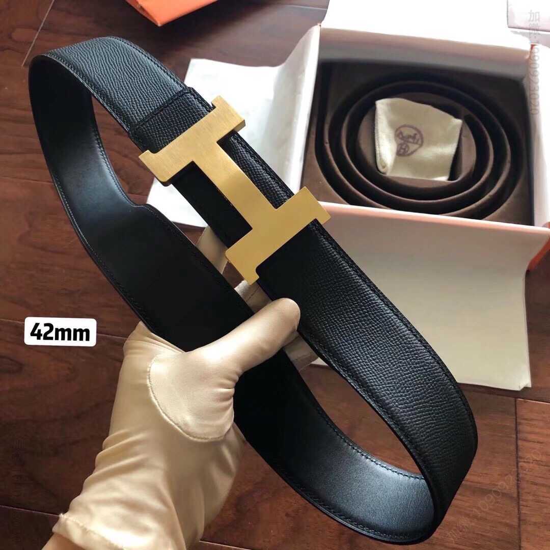 Hermes爱马仕 金色银色焊点金属扣男款腰带4.2cm