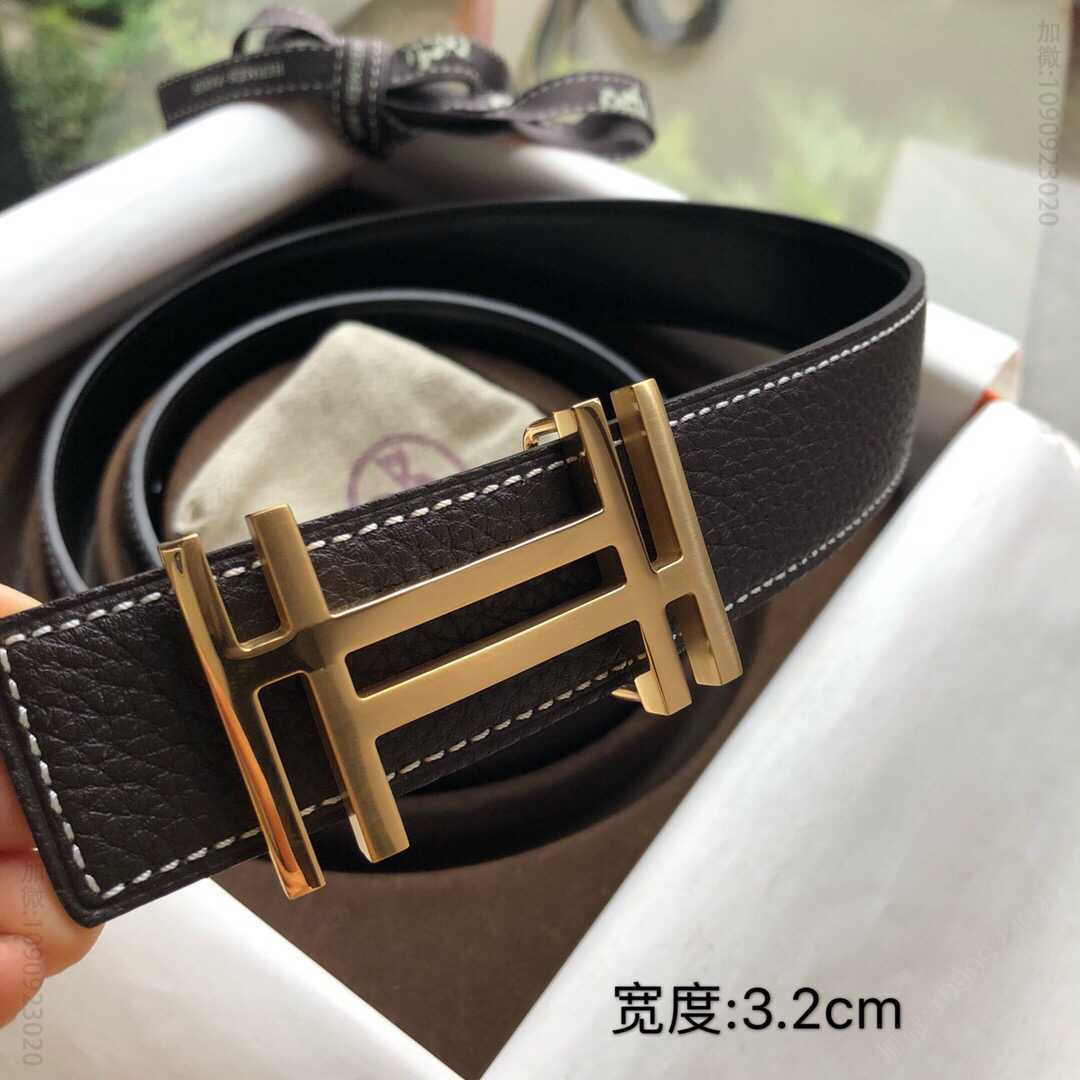 Hermes爱马仕 男款3.2cm精钢焊点双工扣搭配双面原版皮腰带