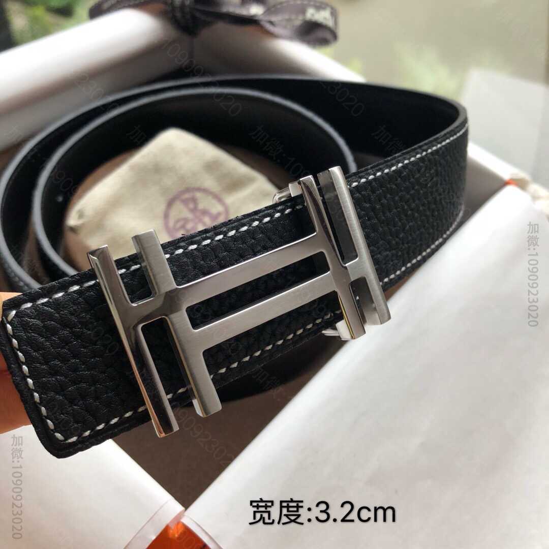 Hermes爱马仕 男款3.2cm精钢焊点双工扣搭配双面原版皮腰带