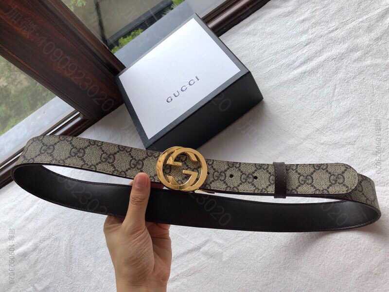 古驰专柜款双G旋转五金PVC腰带3.5cm