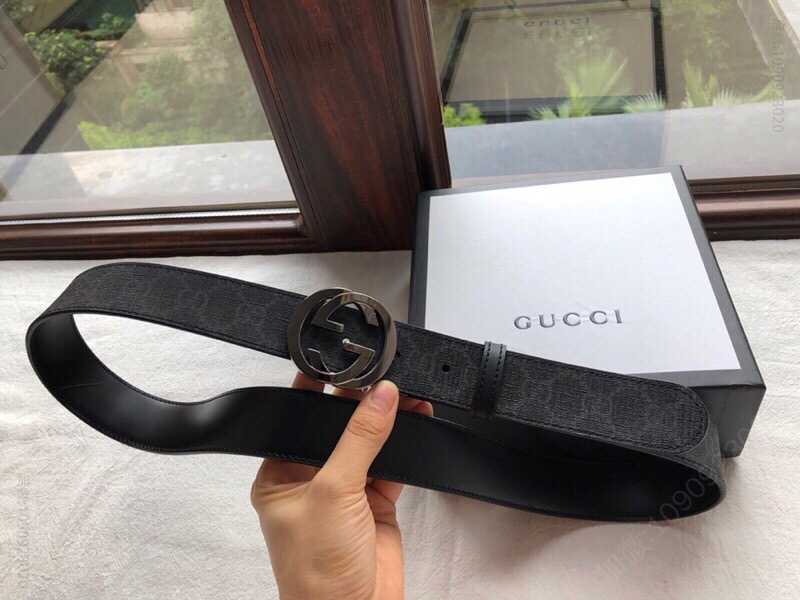 古驰专柜款双G旋转五金PVC腰带3.5cm