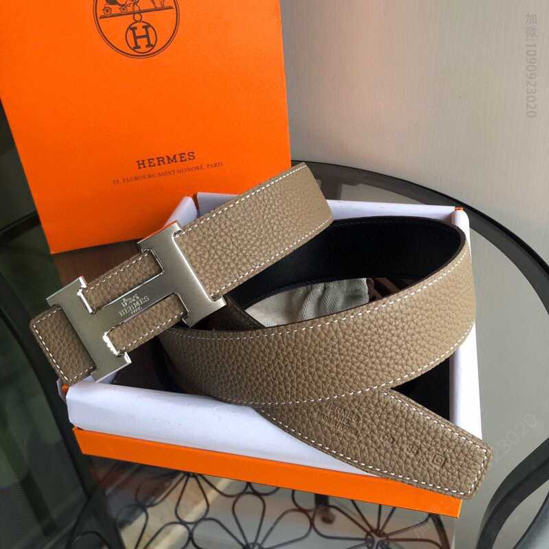 HERMES/爱马仕双面原版荔枝搭配焊点马拉车38mm男士腰带