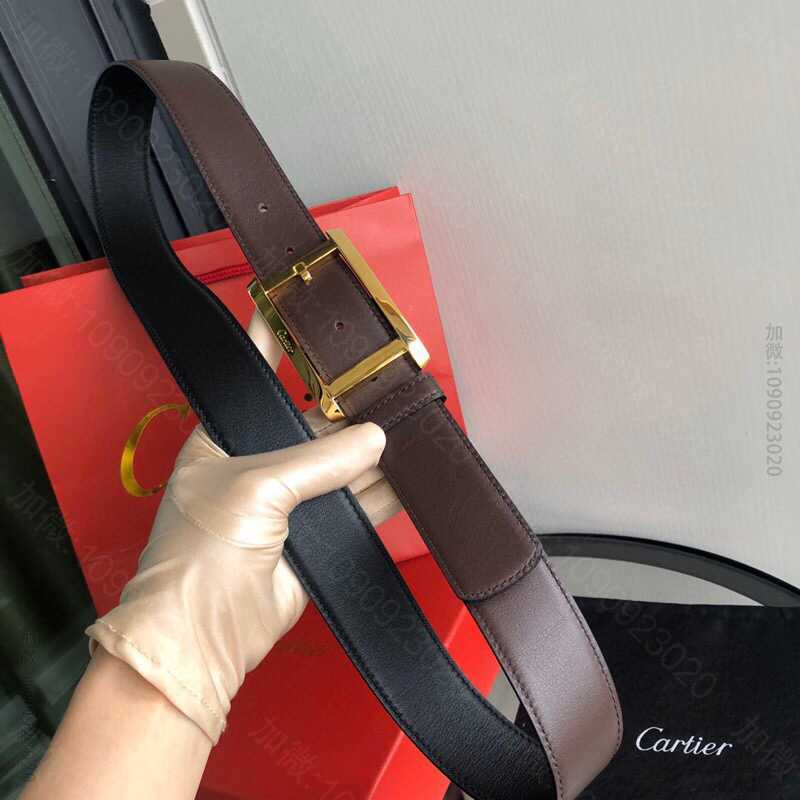 Cartier卡地亚3.5cm精致针式扣搭配头层牛皮磨砂内里男士3.5cm腰...