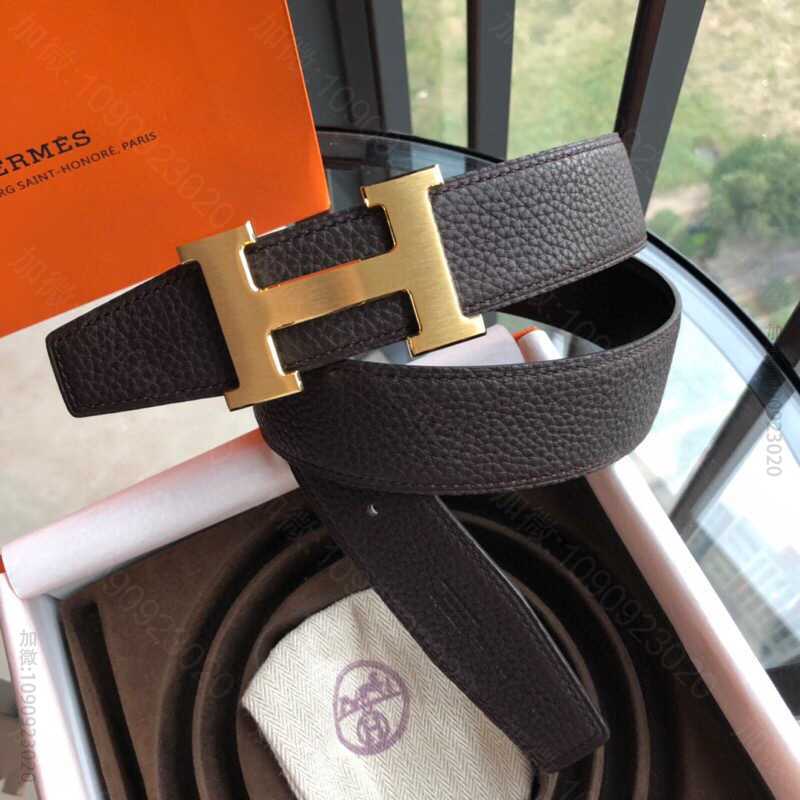 Hermes爱马仕 搭配H金色/银色金属焊点扣男士双面皮腰带38mm