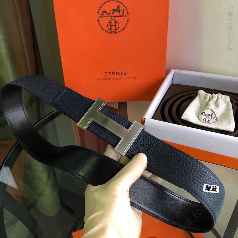 Hermes爱马仕 专柜最新底皮皮质，搭配H直角金属挂扣男士双面皮腰带38mm