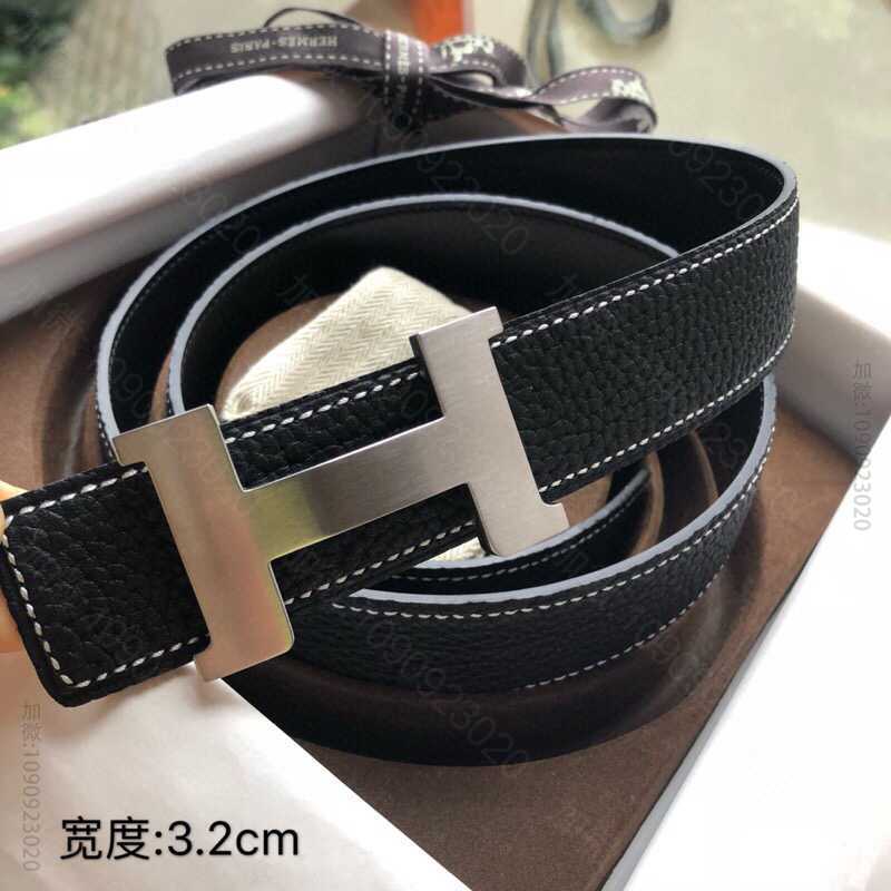 Hermes爱马仕 精钢焊点四角扣搭配双面原版皮男款3.2cm腰带
