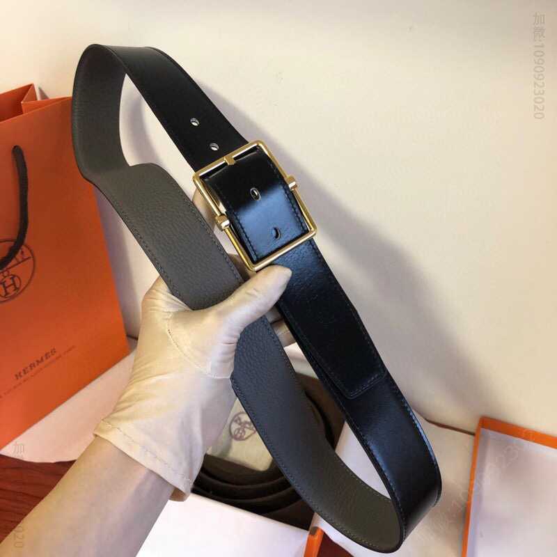 Hermes爱马仕 精品针式金属扣搭配进口牛皮38毫米Saddle双面外用腰带