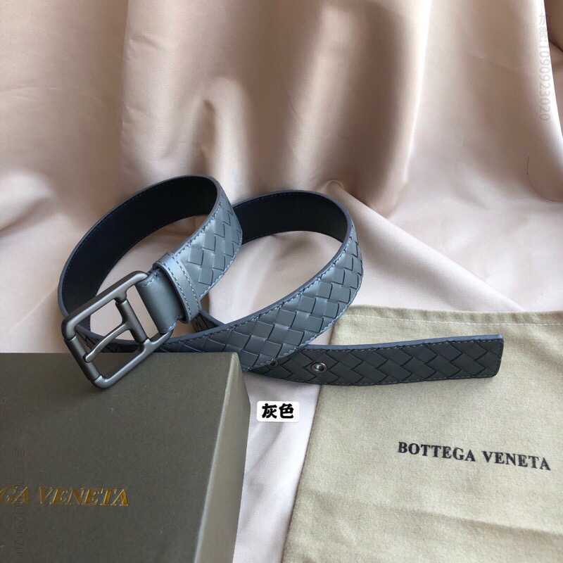葆蝶家Bottega.Veneta头层牛皮编织精品皮质3.5cm男士腰带
