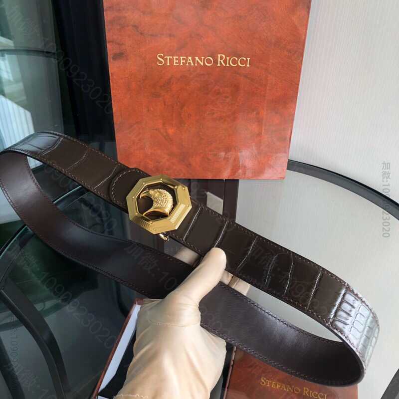 STEFANORICCI史蒂芬.劳尼治专柜款版型精钢鹰透八角挂扣头层牛皮精仿...