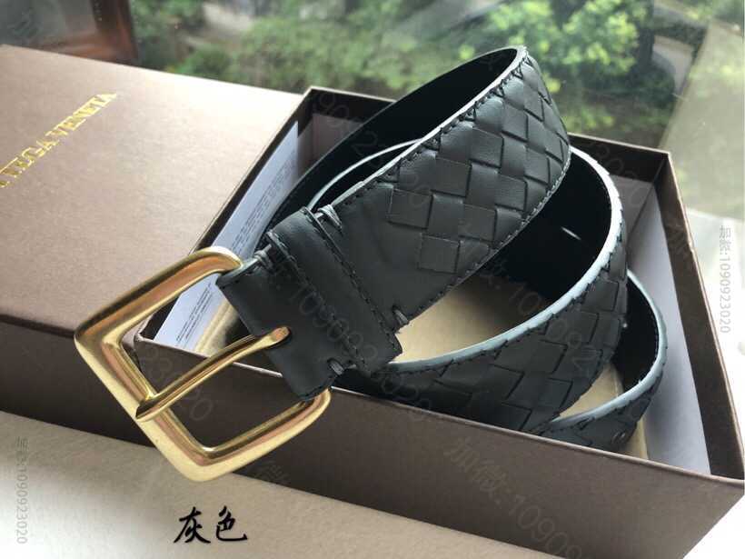 葆蝶家Bottega.Veneta3.8cm复古针扣编织工艺男士腰带