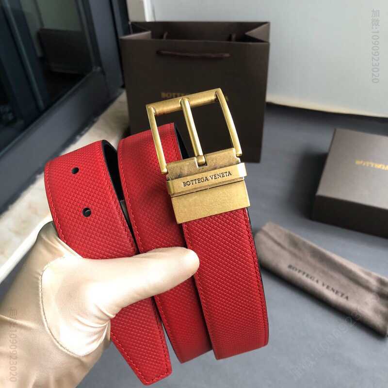 BottegaVeneta葆蝶家BV双面用3.5cm宽度男女通用真皮腰带