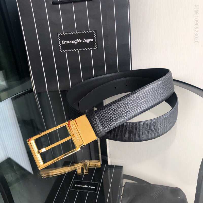 Ermengildo.Zein杰尼亚男士商务休闲旋转针扣进口头层牛皮腰带