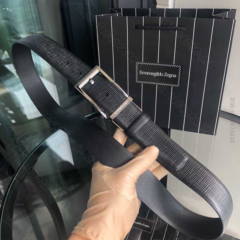 Ermengildo.Zein杰尼亚男士商务休闲旋转针扣进口头层牛皮腰带