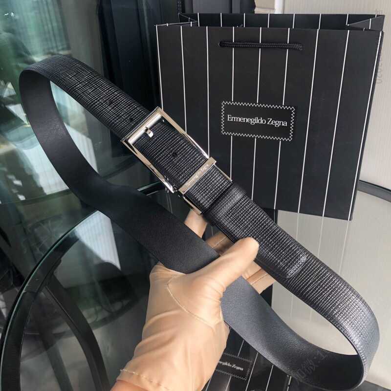 Ermengildo.Zein杰尼亚男士商务休闲旋转针扣进口头层牛皮腰带