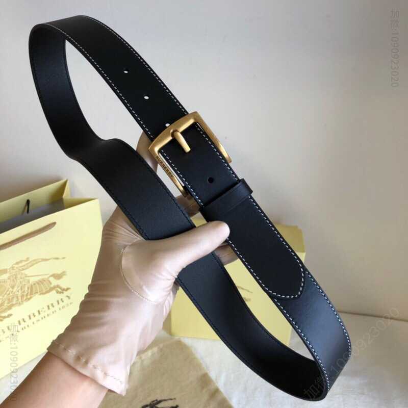 博柏利 新款男士针扣款双面头层牛皮材质3.5cm腰带