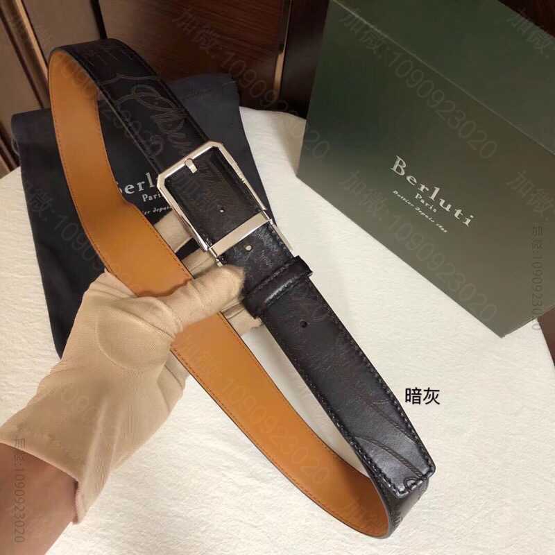 Berluti伯鲁提(又译:伯尔鲁帝)精钢旋转针式金属扣35mm男士腰带