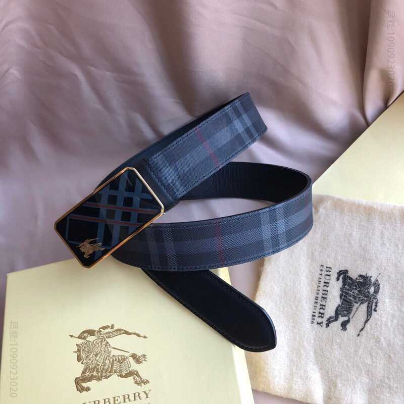 BURBERRY博柏利男士牛皮腰带树脂工艺标志战马金属扣3.5cm腰带