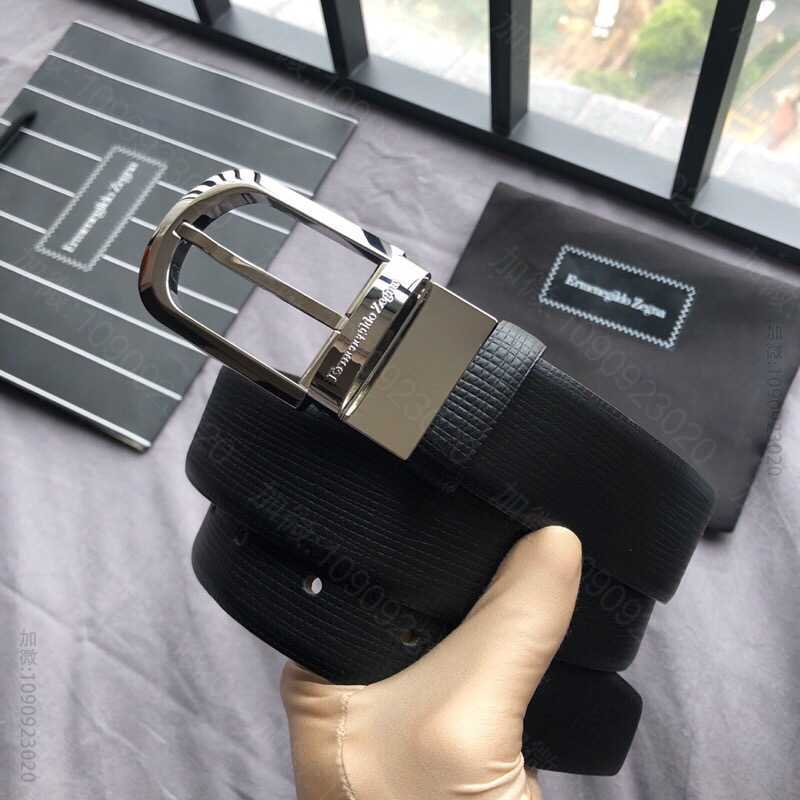 Ermengildo.Zein杰尼亚男士商务休闲旋转针扣进口头层牛皮腰带